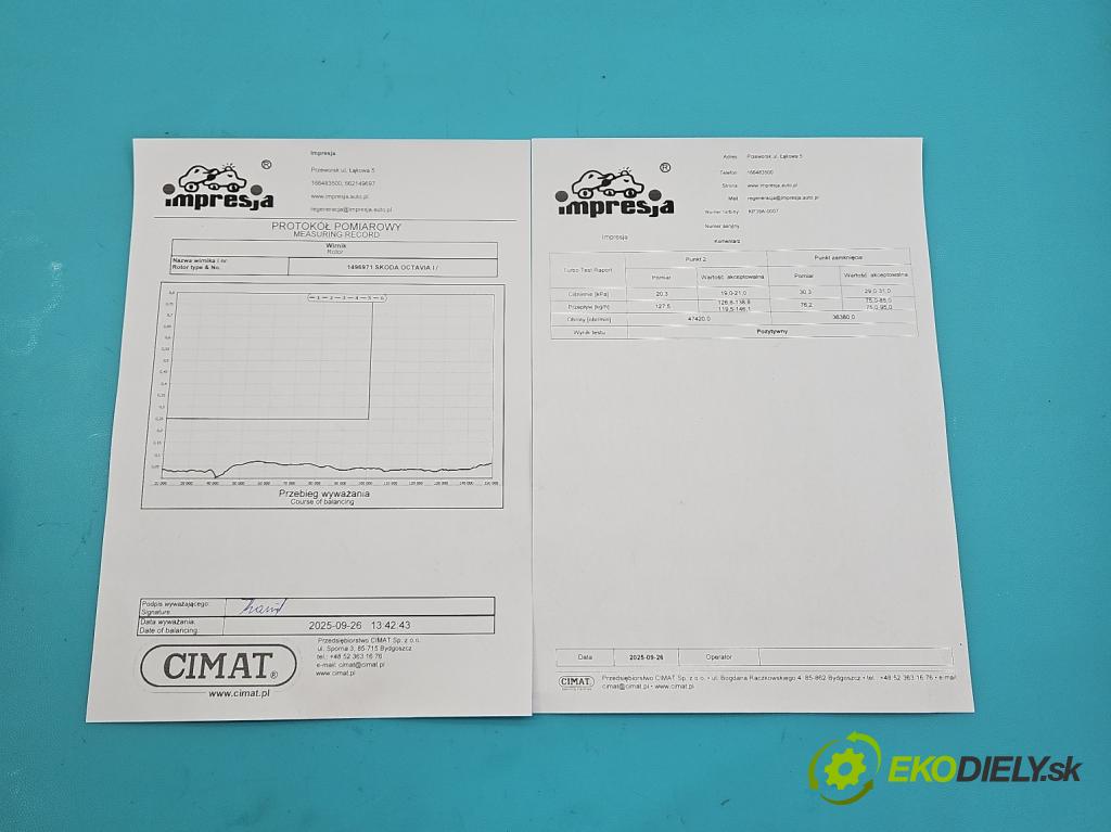 Skoda Octavia I 1996-2010 1.9 tdi 101 hp manual 74 kW 1896 cm3 5- Turbodmychadlo repasováno KP39A-0007