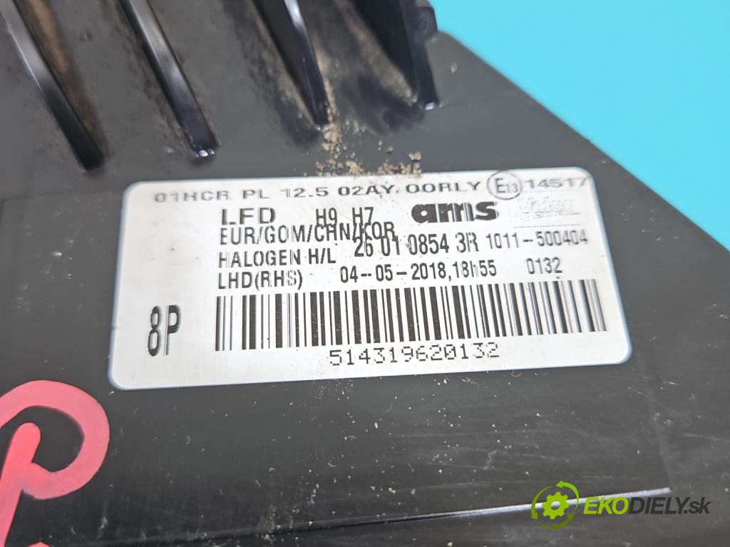 Renault Talisman 2015-2022 1.6 150 HP automatic 110 kW 1618 cm3 4- Reflektor: pravý 260108543R (Svetlo predné pravé)