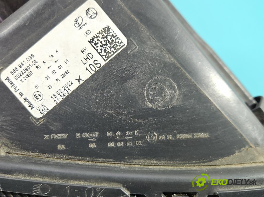 Skoda Kodiaq I 2.0 TSI 190 HP automatic 140 kW 1984 cm3 5- Reflektor: pravý 566941036 (Svetlo predné pravé)