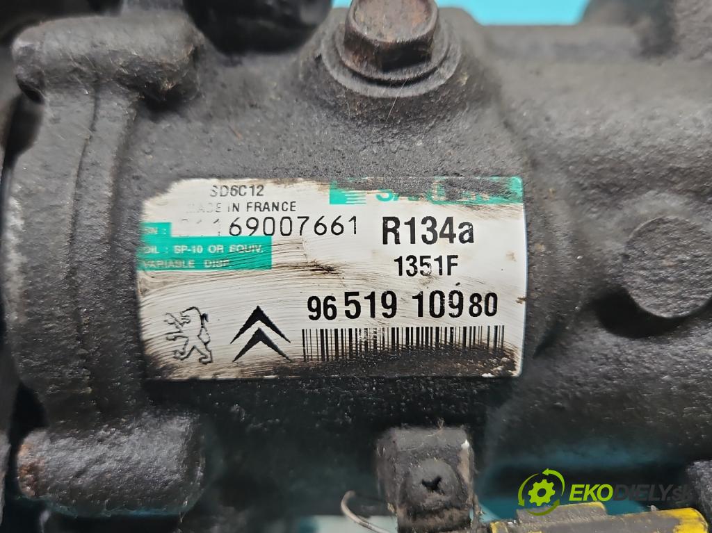 Peugeot 207 1.4 16V 88 HP manual 65 kW 1360 cm3 5- Kompresor: klimatizácie 9651910980 (Kompresor klimatizácie)