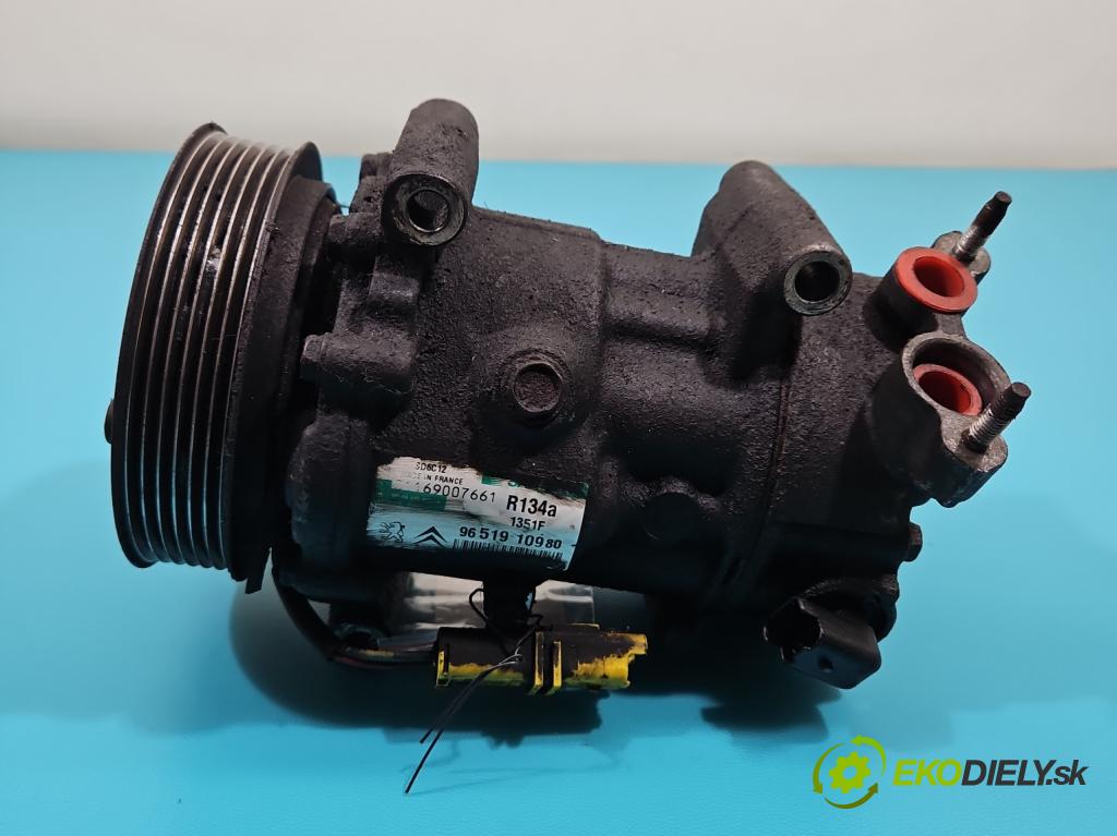 Peugeot 207 1.4 16V 88 HP manual 65 kW 1360 cm3 5- Kompresor: klimatizácie 9651910980 (Kompresor klimatizácie)