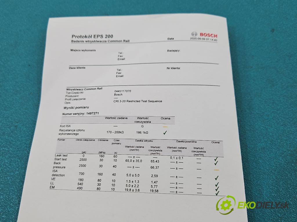 Audi A6 C7 2011-2018 3.0 TDI 313 HP automatic 230 kW 2967 cm3 5- vstrek 0445117070 (Vstrekovač paliva)