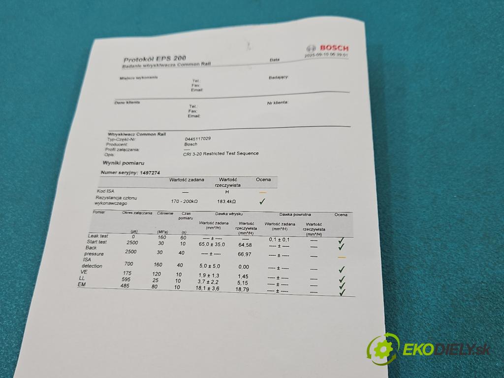 Audi A6 C7 2011-2018 3.0 TDI 313 HP automatic 230 kW 2967 cm3 5- vstrek 0445117029 (Vstrekovač paliva)