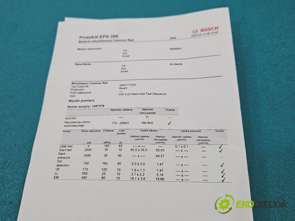 Audi A6 C7 2011-2018 3.0 TDI 313 HP automatic 230 kW 2967 cm3 5- vstrek 0445117029 (Vstrekovač paliva)