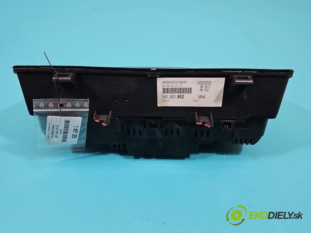 Vw Golf V 2003-2009 1.4 16V 75 HP manual 55 kW 1390 cm3 3- prístrojovka/ budíky 1K0920852 (Prístrojová doska)