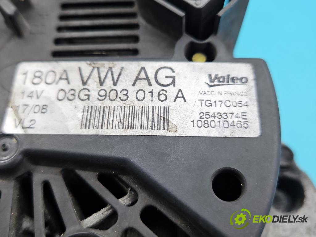 Audi A6 C6 2004-2011 2.0 tdi 140 HP automatic 103 kW 1968 cm3 4- Alternator 03G903016A (Alternátor)