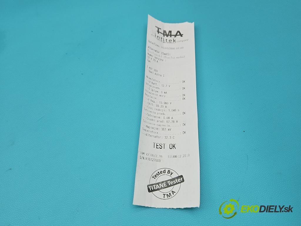 Opel Astra I 1991-2002 1.4 60 HP manual 44 kW 1389 cm3 5- Alternator  (Alternátor)