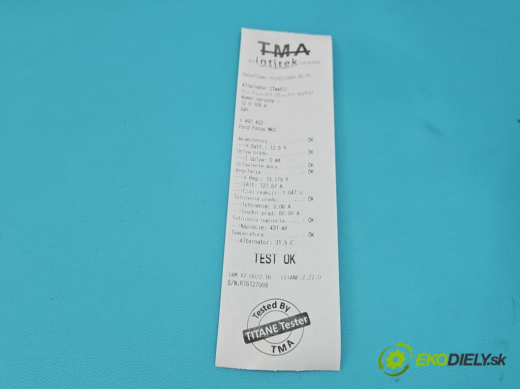 Ford Focus Mk2 2004-2011 1.6 16V 116 HP manual 85 kW 1596 cm3 5- Alternator 3N1110300AC (Alternátor)