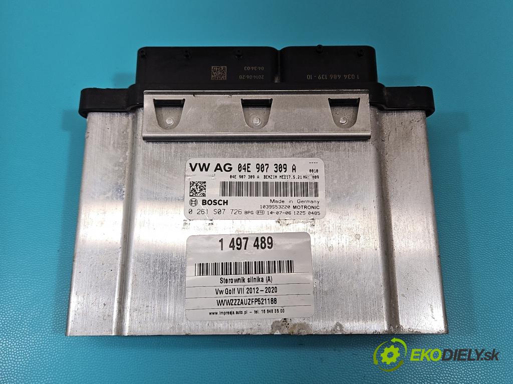 Vw Golf VII 2012-2020 1.4 TSI 122 HP manual 90 kW 1395 cm3 5- riadiaca jednotka motora 04E907309A