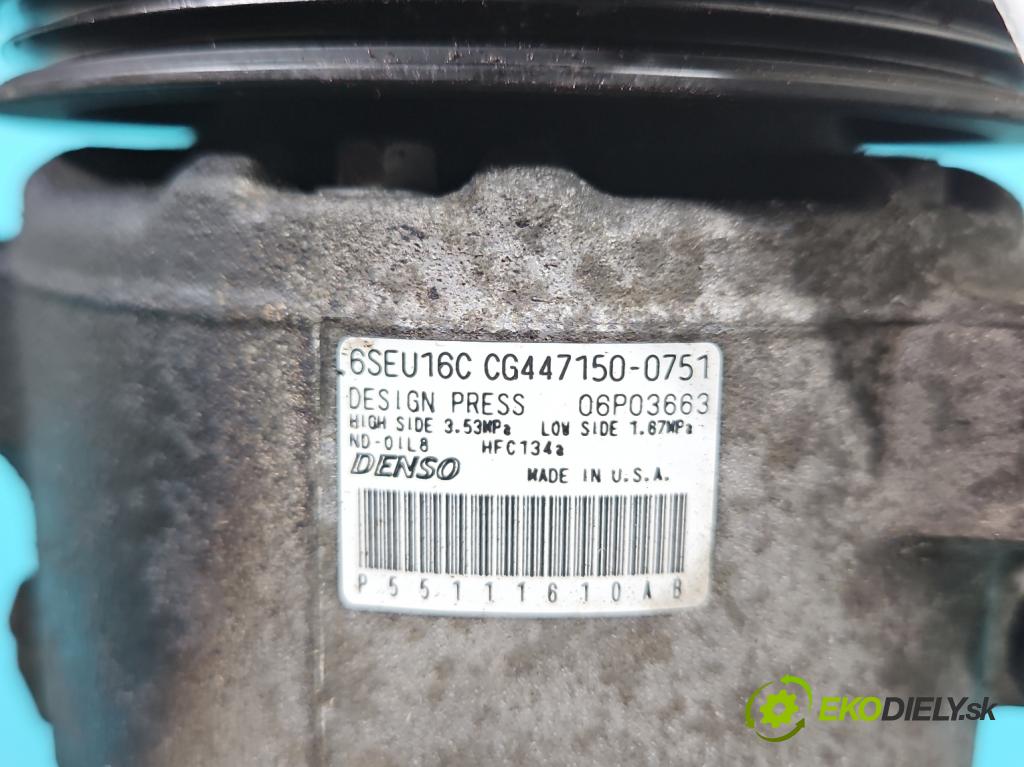 Jeep Compass I 2006-2016 2.0 16V 156 HP manual 115 kW 1998 cm3 5- Kompresor: klimatizácie 447150-0751 (Kompresor klimatizácie)