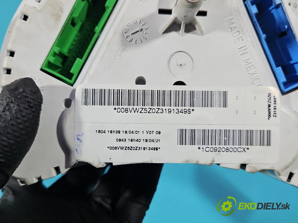 Vw New Beetle 1998-2010 2.0 8V 116 HP manual 85 kW 1984 cm3 3- prístrojovka/ budíky 1C0920800CX (Prístrojová doska)