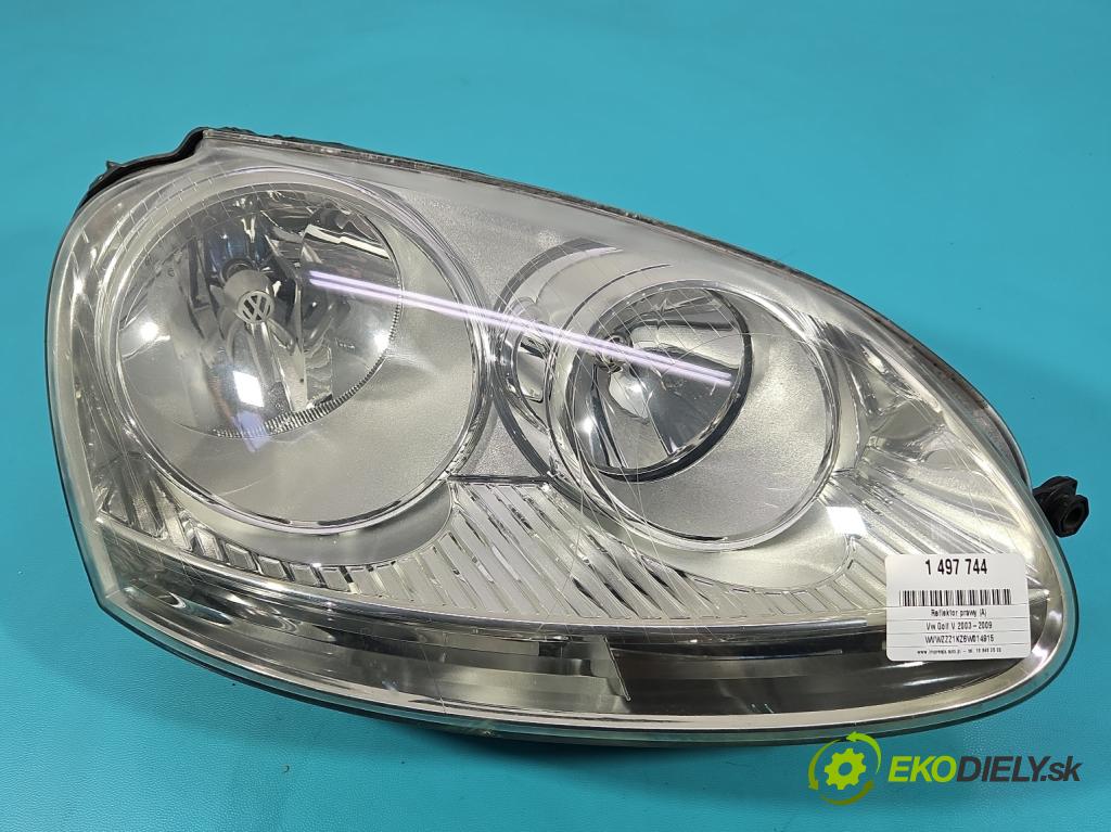 Vw Golf V 2003-2009 1.4 16V 75 HP manual 55 kW 1390 cm3 3- Reflektor: pravý 1K6941006P (Svetlo predné pravé)