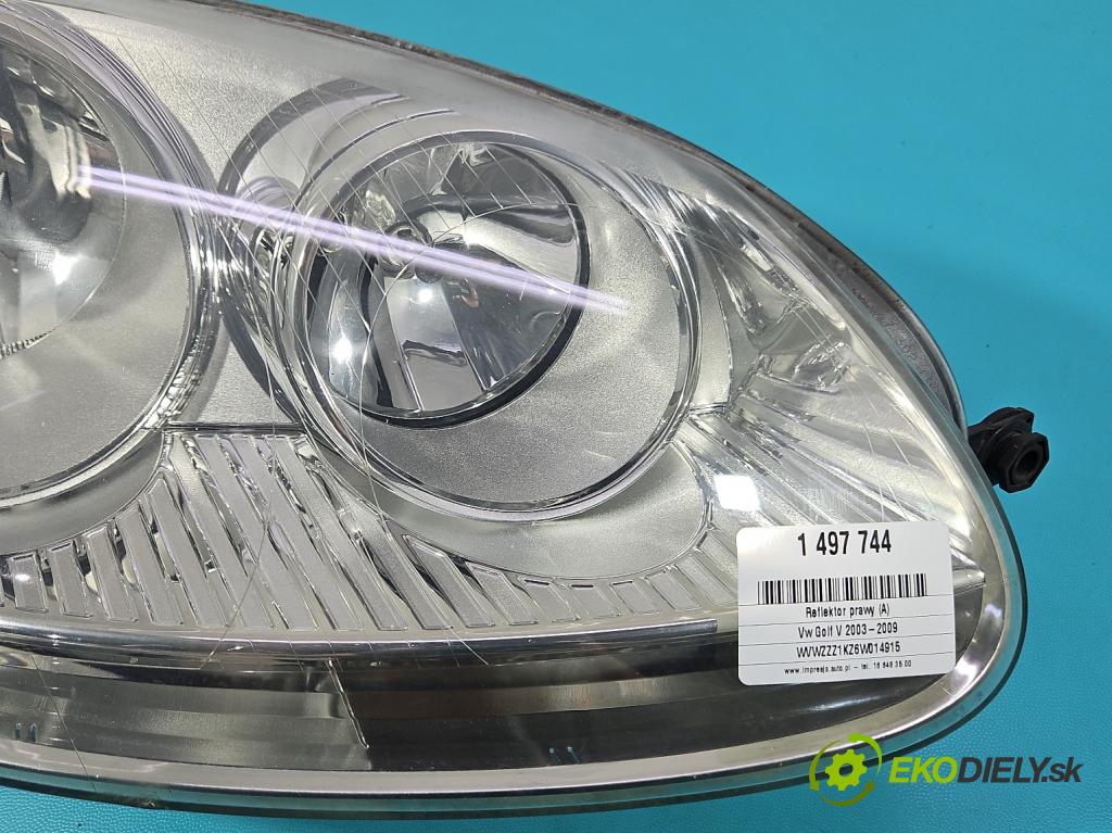 Vw Golf V 2003-2009 1.4 16V 75 HP manual 55 kW 1390 cm3 3- Reflektor: pravý 1K6941006P (Svetlo predné pravé)