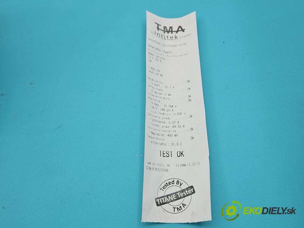 Audi A4 B6 2000-2004 2.0 20V 131 HP manual 96 kW 1984 cm3 4- Alternator 06B903016P (Alternátor)