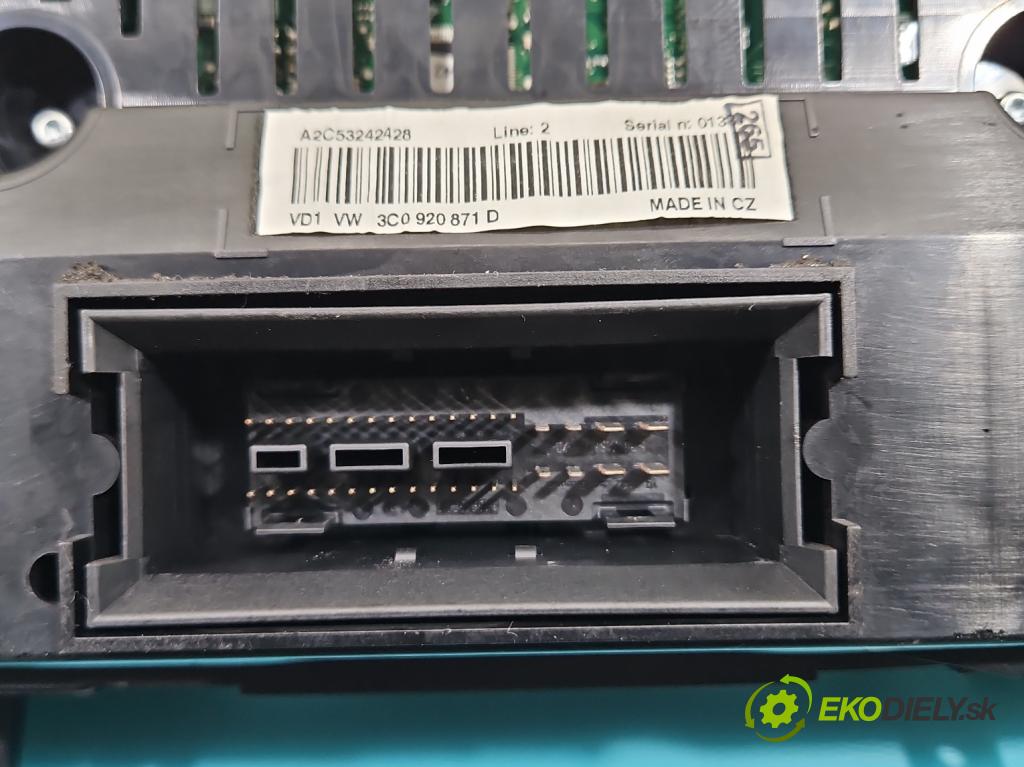 Vw Passat B6 2005-2010 3.2 FSI V6 250 HP automatic 184 kW 3168 cm3 4- prístrojovka/ budíky 3C0920871D (Prístrojová doska)