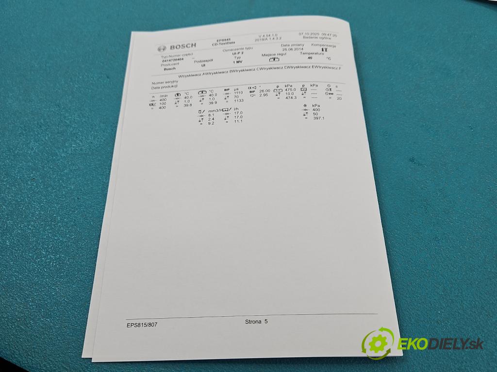 Audi A6 C6 2004-2011 2.0 tdi 140 HP automatic 103 kW 1968 cm3 4- vstrekovacie čerpadlo 0414720404 (Vstrekovač paliva)