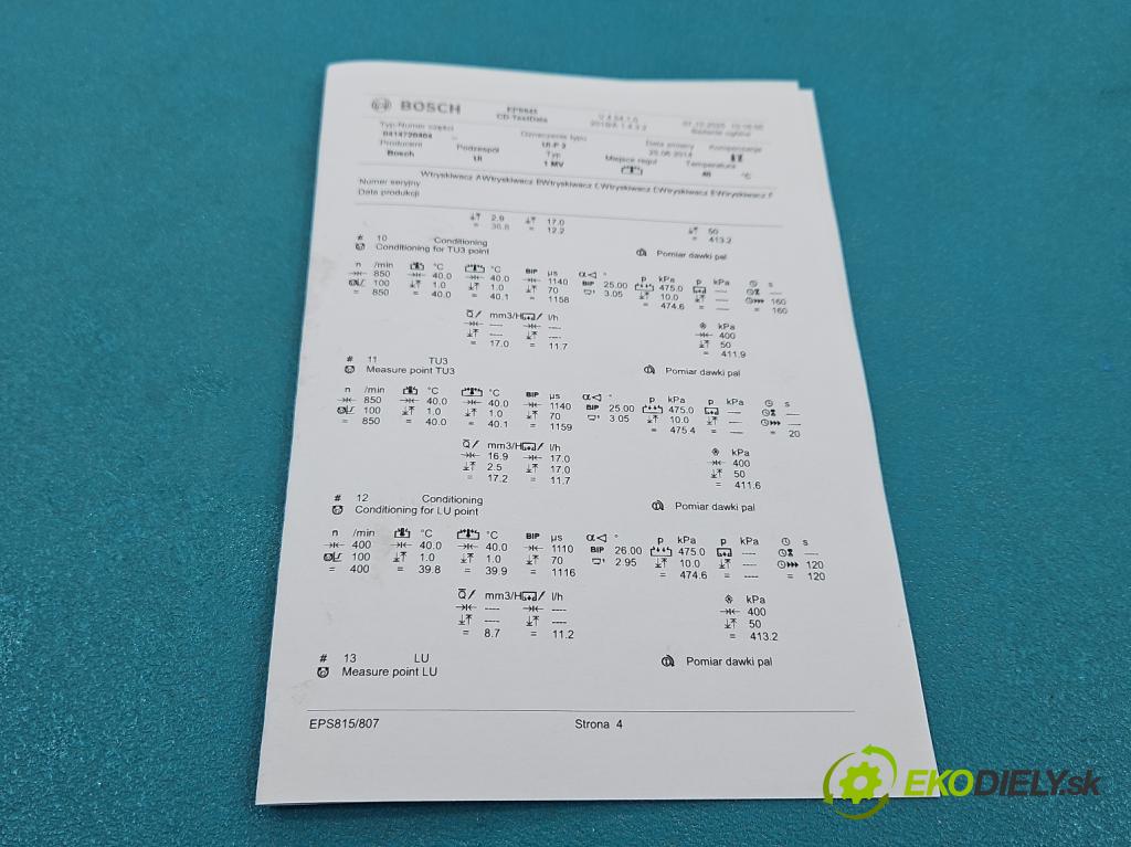 Audi A6 C6 2004-2011 2.0 tdi 140 HP automatic 103 kW 1968 cm3 4- vstrekovacie čerpadlo 0414720404 (Vstrekovač paliva)