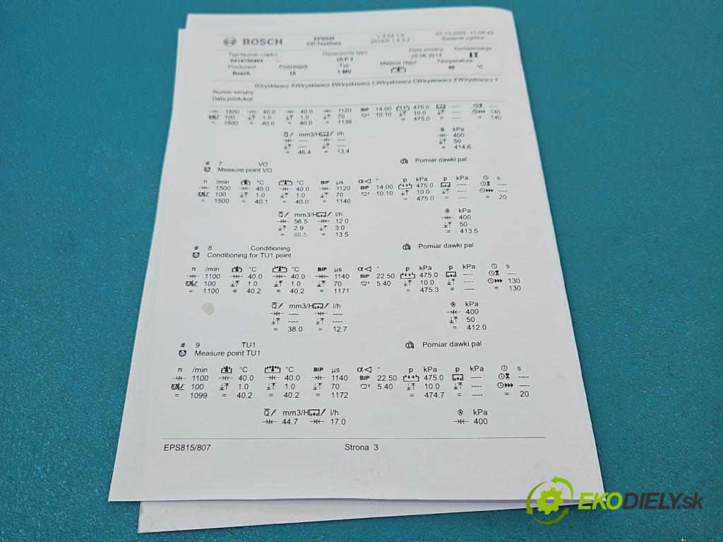 Audi A6 C6 2004-2011 2.0 tdi 140 HP automatic 103 kW 1968 cm3 4- vstrekovacie čerpadlo 0414720404 (Vstrekovač paliva)