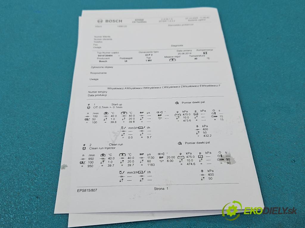 Audi A6 C6 2004-2011 2.0 tdi 140 HP automatic 103 kW 1968 cm3 4- vstrekovacie čerpadlo 0414720404 (Vstrekovač paliva)