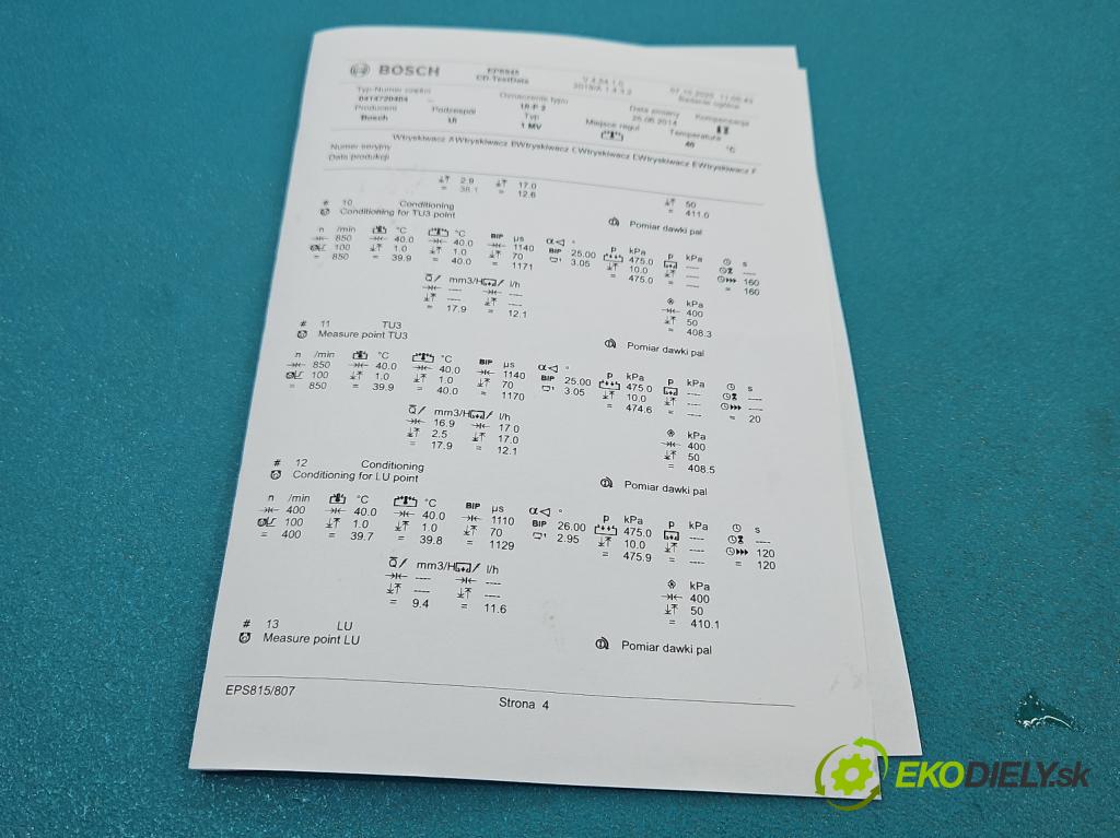 Audi A6 C6 2004-2011 2.0 tdi 140 HP automatic 103 kW 1968 cm3 4- vstrekovacie čerpadlo 0414720404 (Vstrekovač paliva)