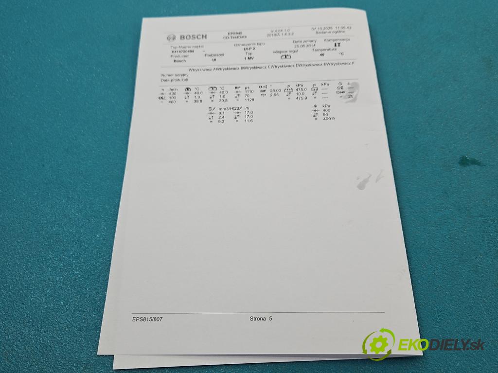 Audi A6 C6 2004-2011 2.0 tdi 140 HP automatic 103 kW 1968 cm3 4- vstrekovacie čerpadlo 0414720404 (Vstrekovač paliva)