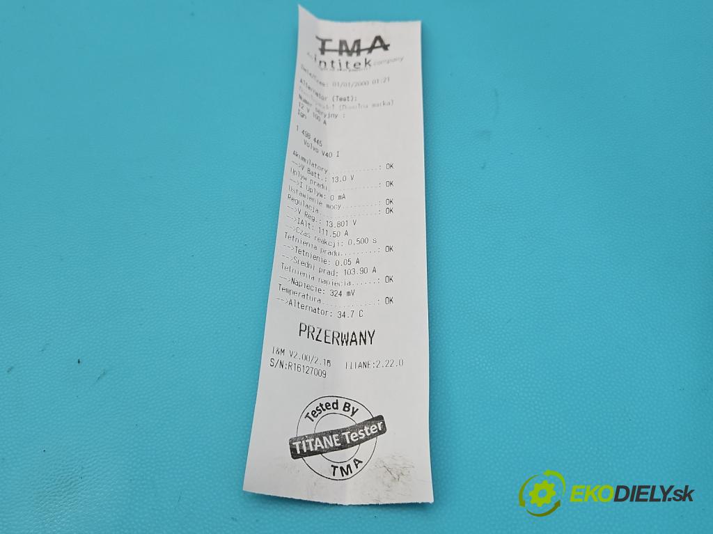 Volvo V40 I 1995-2004 1.8 GDI 116 HP manual 85 kW 1783 cm3 5- Alternator MD360635 (Alternátor)