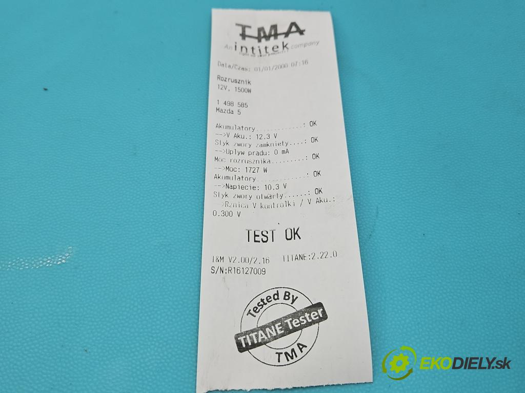 Mazda 5 2005-2010 2.0 citd 143 HP manual 105 kW 1998 cm3 5- štartér M002T88671 (Štartér)