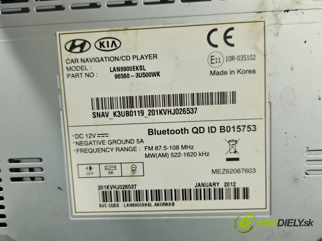 Kia Sportage III 2010-2015 2.0 crdi 136 HP manual 100 kW 1995 cm3 5- Radio originál 96560-3U500WK