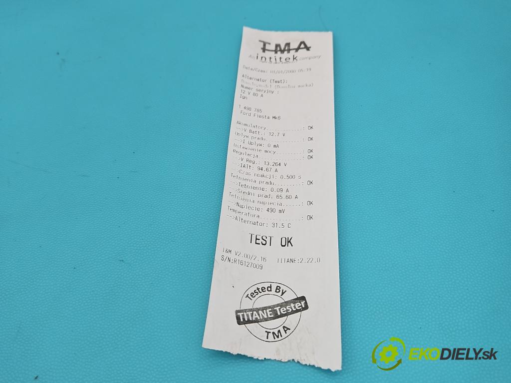 Ford Fiesta Mk6 2002-2008 1.4 tdci 68 HP manual 50 kW 1399 cm3 5- Alternator  (Alternátor)