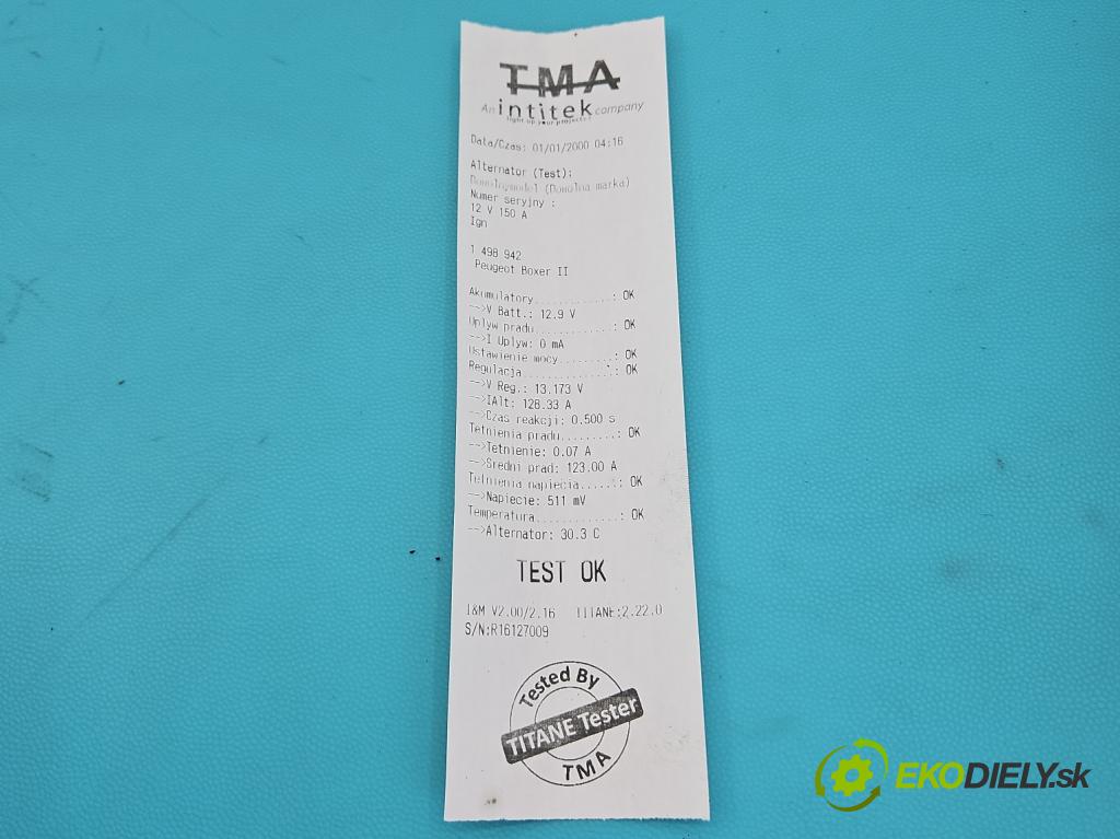 Peugeot Boxer II 2006-2018 2.2 hdi 120 HP manual 88 kW 2198 cm3 5- Alternator  (Alternátor)