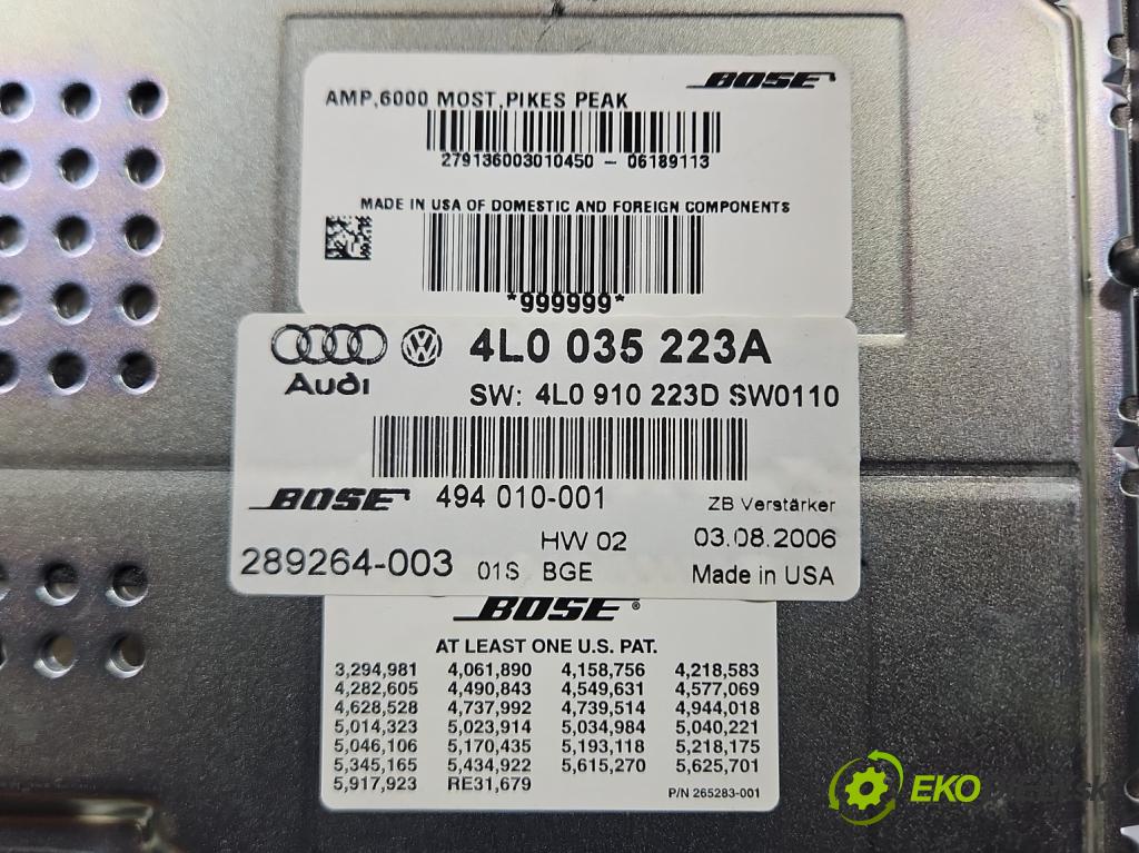 Audi Q7 2005-2015 3.6 V6 FSI 280KM: automatic 206 kW 3562 cm3 5- Zesilovač: 4L0035223A (Zosilňovač)