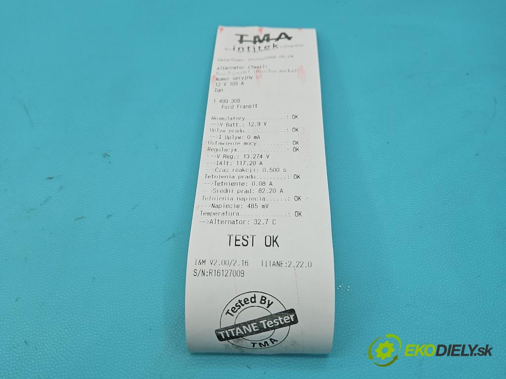 Ford Transit MK6 2000-2006 2.0 tddi 85 HP manual 62,5 kW 1998 cm3 5- Alternator 0124415030 (Alternátor)