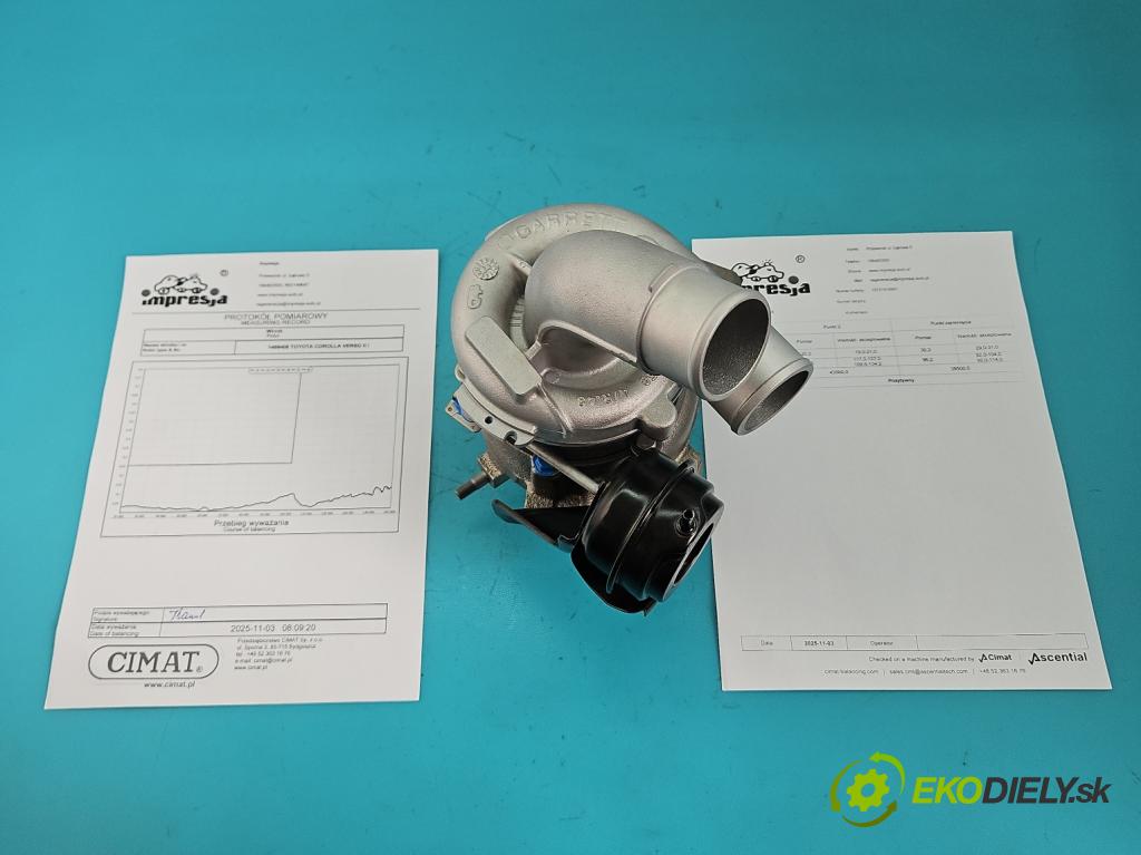 Toyota Corolla Verso II 2004-2009 2.0 D4D 116 HP manual 85 kW 1995 cm3 5- turbodúchadlo, turbo repasovaná 727210-1
