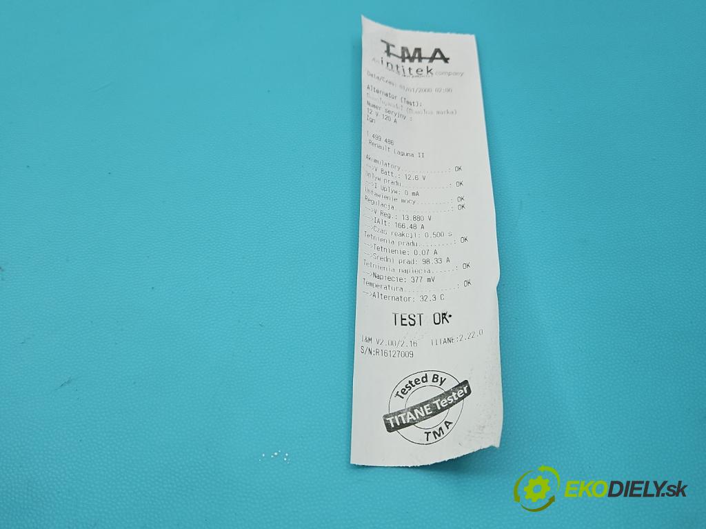 Renault Laguna II 2001-2007 1.8 16V 120 HP manual 88 kW 1783 cm3 5- Alternator 7700426849 (Alternátor)