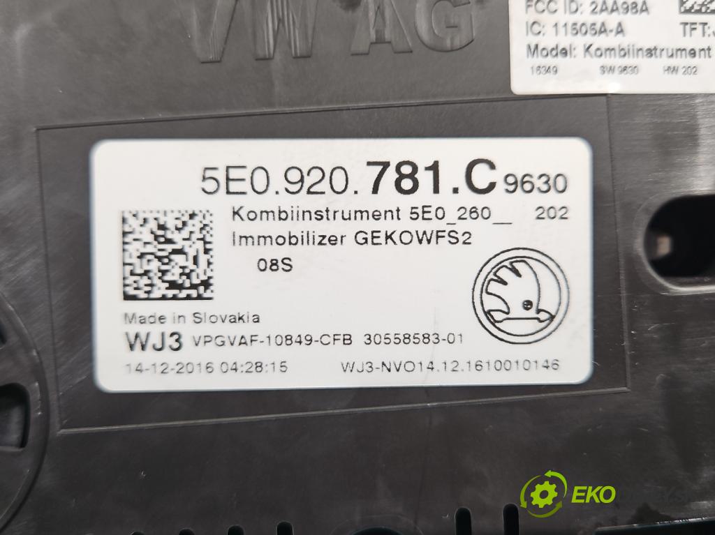 Skoda Octavia III 2013- 2.0 tdi 150 HP manual 110 kW 1968 cm3 5- prístrojovka/ budíky 5E0920781C (Prístrojová doska)
