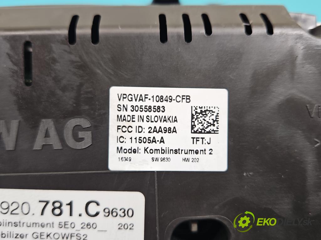 Skoda Octavia III 2013- 2.0 tdi 150 HP manual 110 kW 1968 cm3 5- prístrojovka/ budíky 5E0920781C (Prístrojová doska)