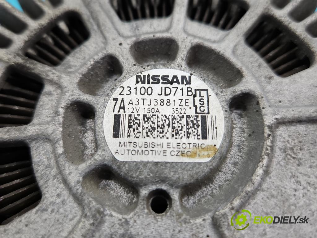 Nissan Qashqai I J10 2006-2013 1.6 dci 131 HP manual 96 kW 1598 cm3 5- Alternator 23100JD71B (Alternátor)