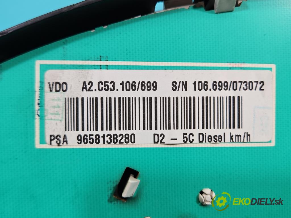 Peugeot 407 2.0 hdi 136 HP manual 100 kW 1997 cm3 5- prístrojovka/ budíky 9658138280 (Prístrojová doska)