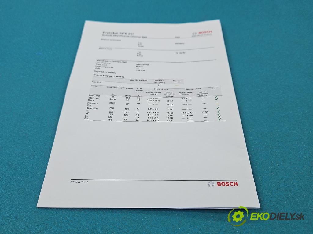 Vw Crafter 2006-2016 2.5 tdi 136 HP manual 100 kW 2461 cm3 5- vstrek 0445115029 (Vstrekovač paliva)