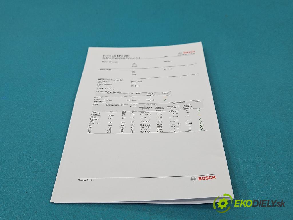 Vw Crafter 2006-2016 2.5 tdi 136 HP manual 100 kW 2461 cm3 5- vstrek 0445115029 (Vstrekovač paliva)