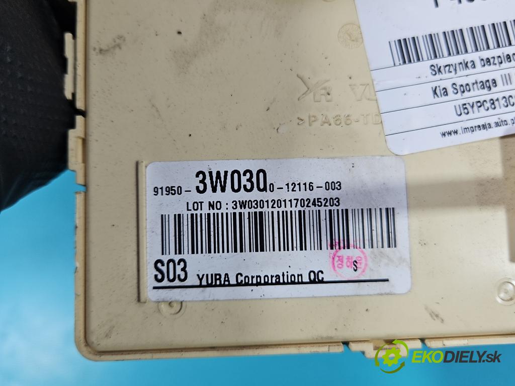 Kia Sportage III 2010-2015 2.0 crdi 136hp manual 100 kW 1995 cm3 5- skříňka pojistková 91950-3W030 (Pojistková skříňka)