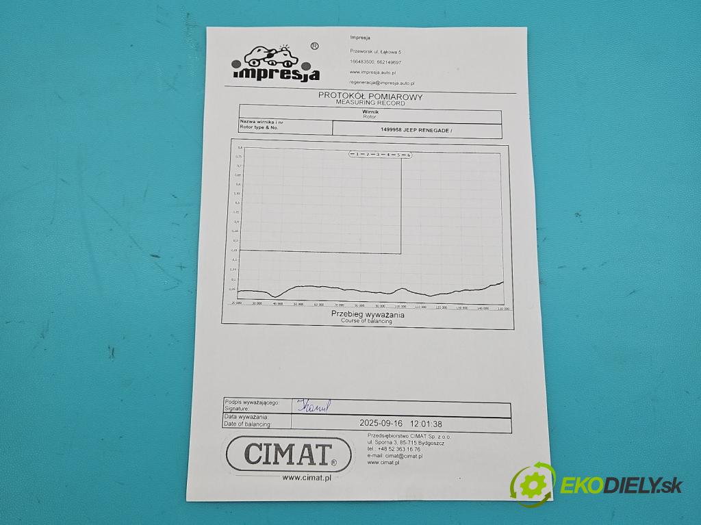 Jeep Renegade 2014- 1.4 T 140 hp manual 103 kW 1368 cm3 5- Turbodmychadlo repasováno 812811-1