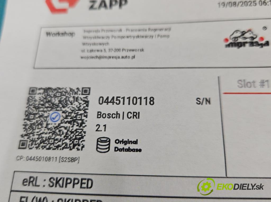 Opel Astra II 1998-2009 1.7 cdti 80 HP manual 59 kW 1686 cm3 5- vstrek 0445110118 (Vstrekovač paliva)