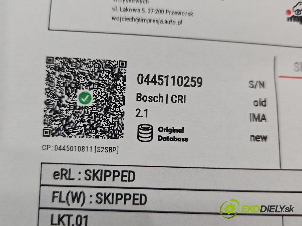 Volvo V50 1.6 D 109 HP manual 80 kW 1560 cm3 5- vstrek 0445110259 (Vstrekovač paliva)