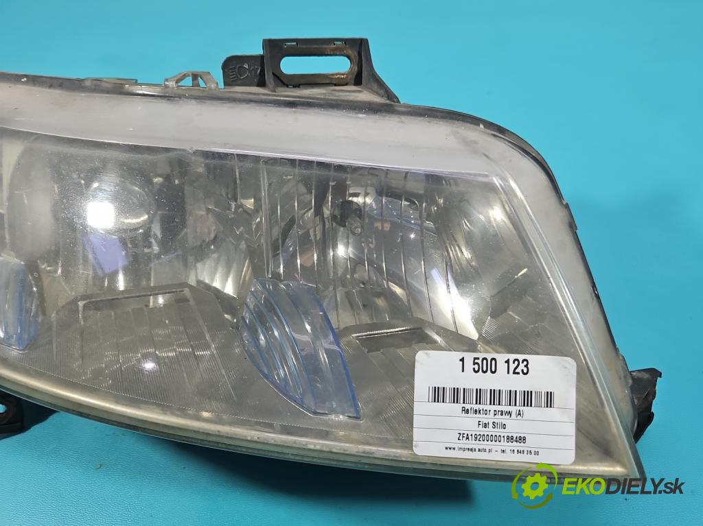 Fiat Stilo 1.6 16V 103 HP manual 76 kW 1596 cm3 5- Reflektor: pravý  (Svetlo predné pravé)