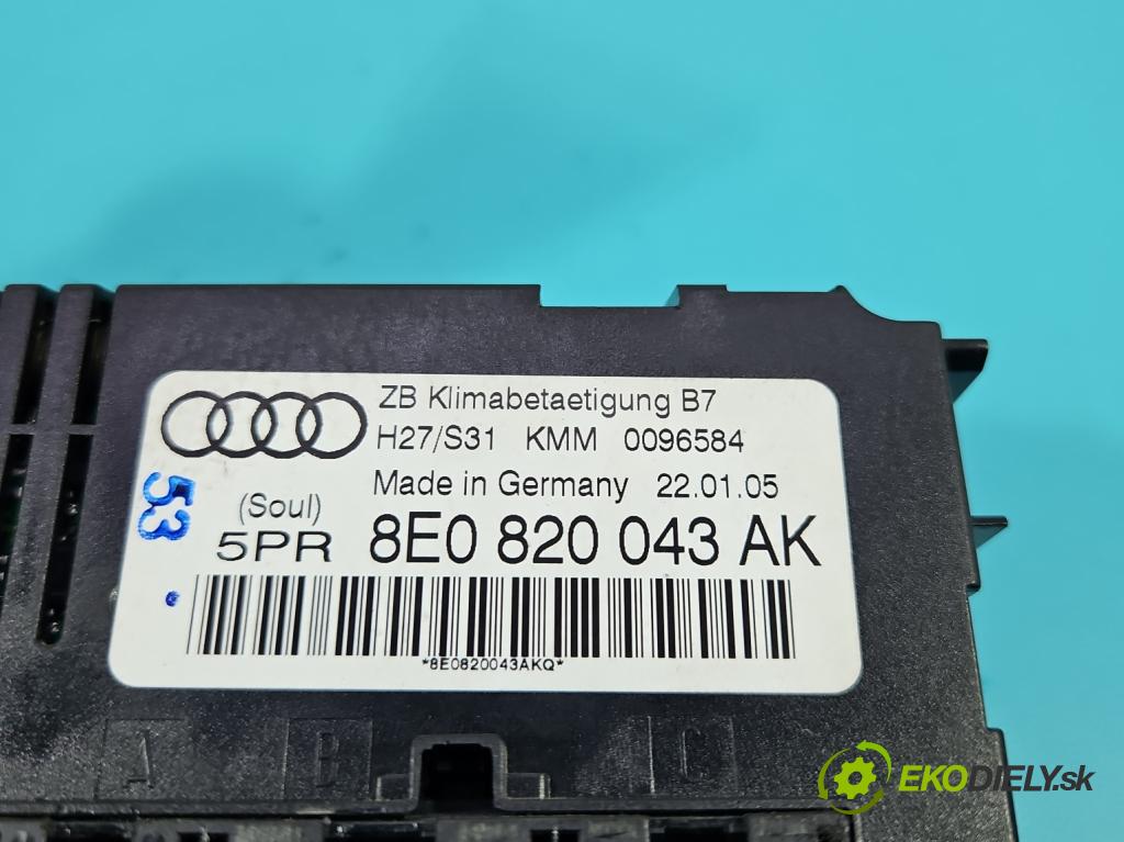 Audi A4 B7 2004-2008 2.0 tdi 140 HP manual 103 kW 1968 cm3 5- panel kúrenia 8E0820043AK