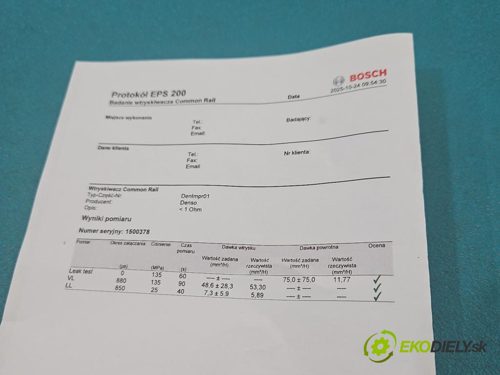 Fiat Ducato III 2006-2014 2.2 jtd 101 hp manual 74 kW 2198 cm3 5- vstřikovač 6C1Q-9K546-AC (Vstřikovač paliva)