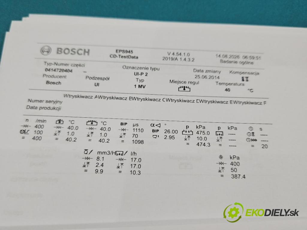 Audi A4 B7 2004-2008 2.0 tdi 140 hp manual 103 kW 1968 cm3 5- vstřikovací čerpadlo 0414720404 (Vstřikovač paliva)