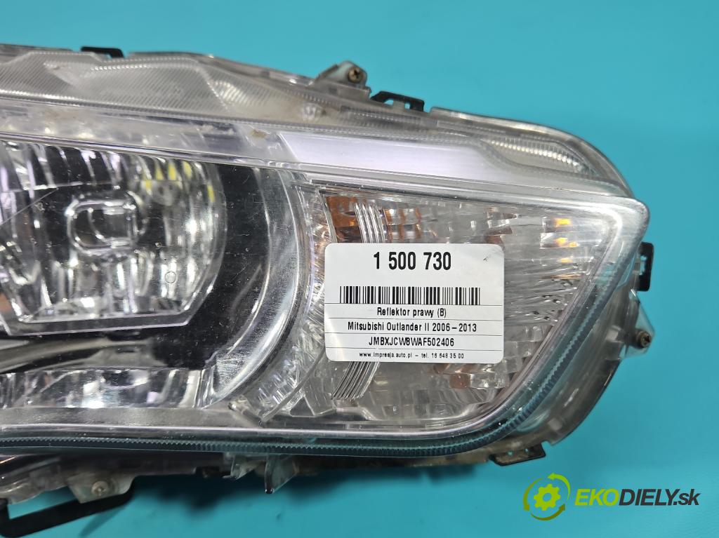 Mitsubishi Outlander II 2006-2013 2.0 DI-D 140 HP manual 103 kW 1968 cm3 5- Reflektor: pravý  (Svetlo predné pravé)