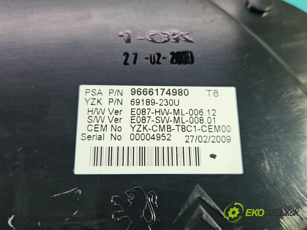 Peugeot 3008 I 2009-2016 1.6 hdi 109 HP manual 80 kW 1560 cm3 5- prístrojovka/ budíky 9666174980 (Prístrojová doska)